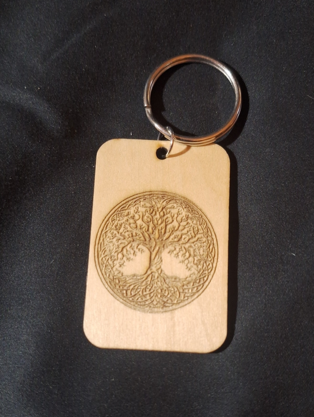 Artisan 3D Laser Natural Wood Tree of Life Keychain